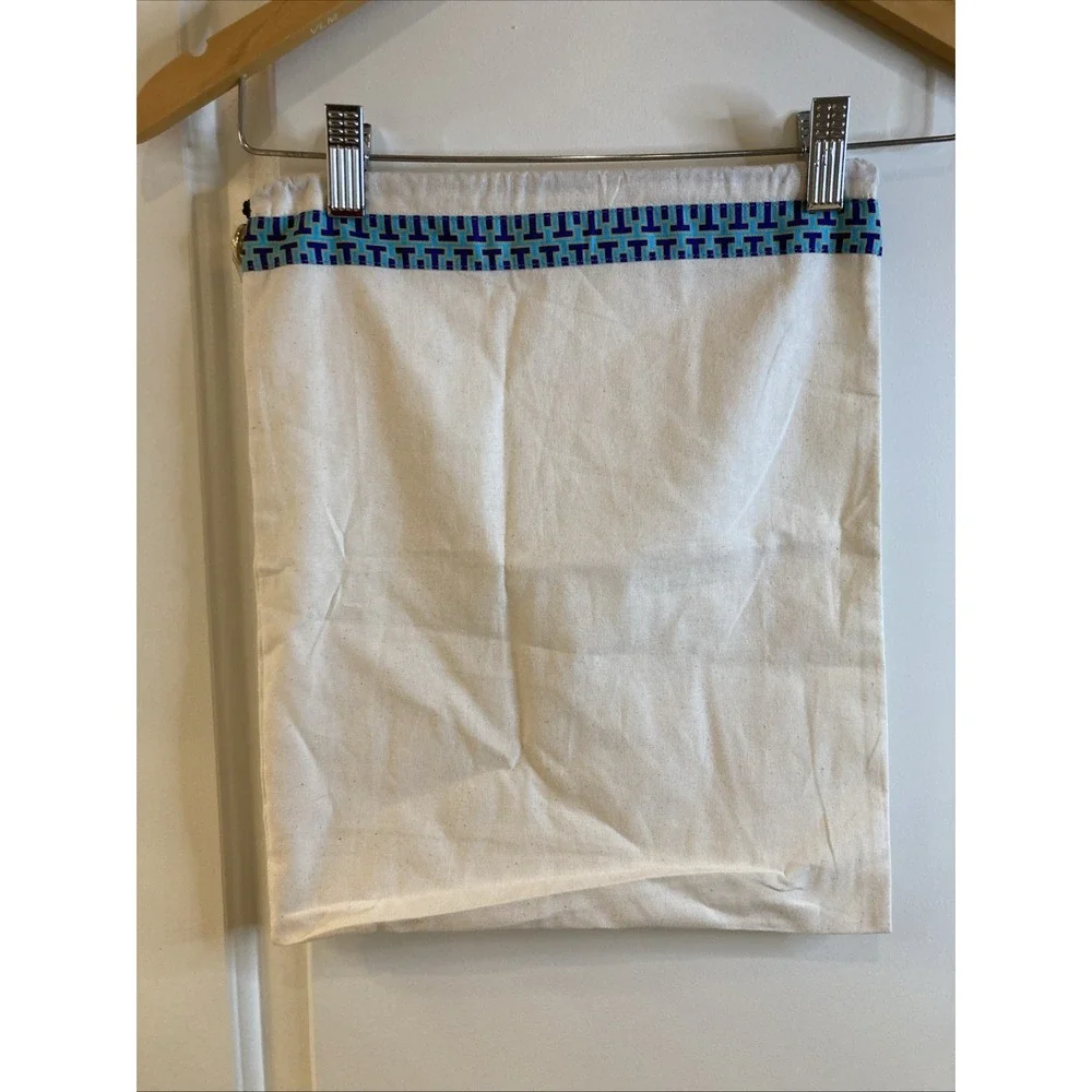 Tory Burch Shoe Bag Cream Cotton Drawstring Tie Dust Protection Storage 15x12